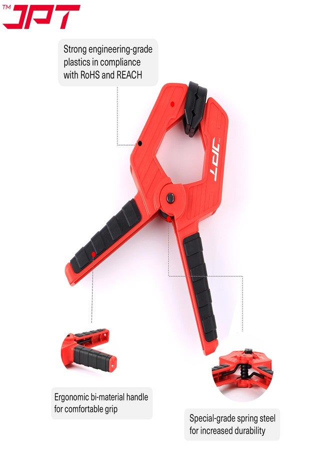 JPT مشبك زنبركي خشبي فائق التحمل من JPT، مقاس 7.5 بوصة، بسعة تثبيت 3 بوصات، وقوة تثبيت قوية تصل إلى 150 نيوتن، مزود بزنبرك متين، مثالي لأعمال النجارة والحرف اليدوية ومشاريع DIY، مصنوع من مادة ABS عالية المتانة. - Image 4